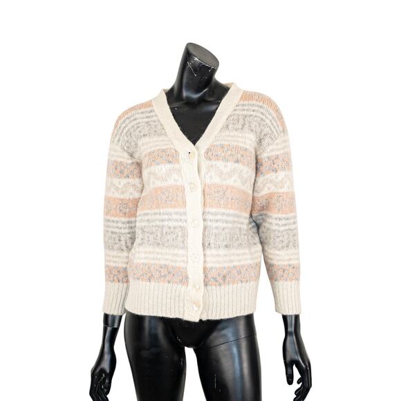 Hilda Ltd 100% Wool Cardigan Sweater Icelandic Fair Isle knit Medium - Picture 7 of 10